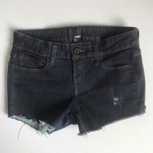 Wilfred Free Jean Shorts Dark Wash Denim Cutoffs Size 24 Raw Fray Hem Distressed